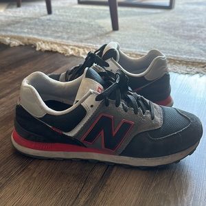 New Balance 574 Velocity Black Gray Red Lace Up Sneakers Shoes Men.